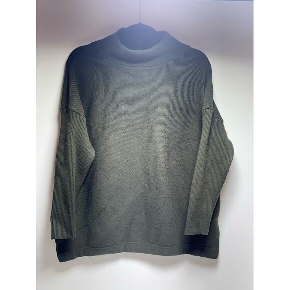 Lilusory Women’s Mock Neck Pullover Sweater Green Side Slits Classic Career - Picture 8 of 11